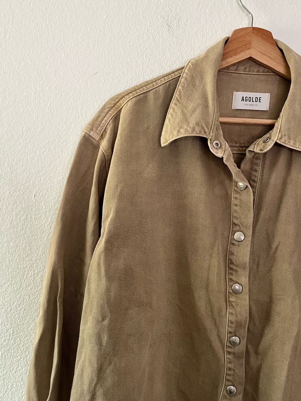 AGOLDE Aiden High Low Button Up Shirt Cotton Oversized Root Beer Tan Size XS - Picture 5 of 10